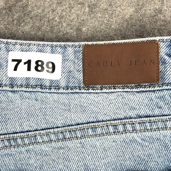 Carly Jean Womens Jeans 13 Blue Straight High Rise Baggy Button‎ Fly Distressed - Picture 14 of 14